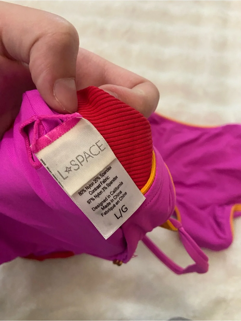 L*Space Colorblock Bikini Set Pink Red Large 39443